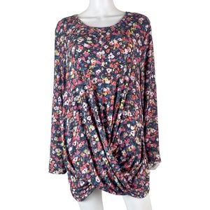 Lane Bryant Crossover Hem Floral Lightweight Sweater / Knit Top